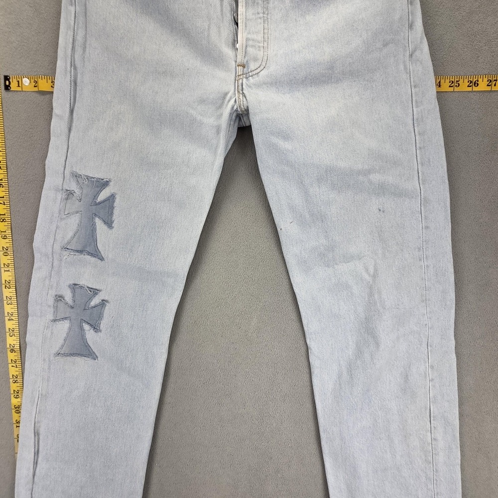 VTG Levis 501 Jeans Mens Blue Light Wash Made In USA Patchwork‎ Fits 29x31 - Picture 11 of 16